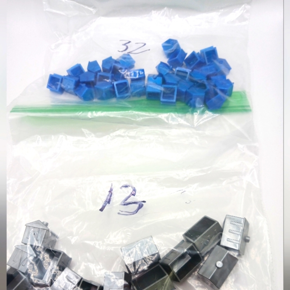 Monopoly Replacement Pieces Parts -32 Blue Houses + 13 Gray Hotels